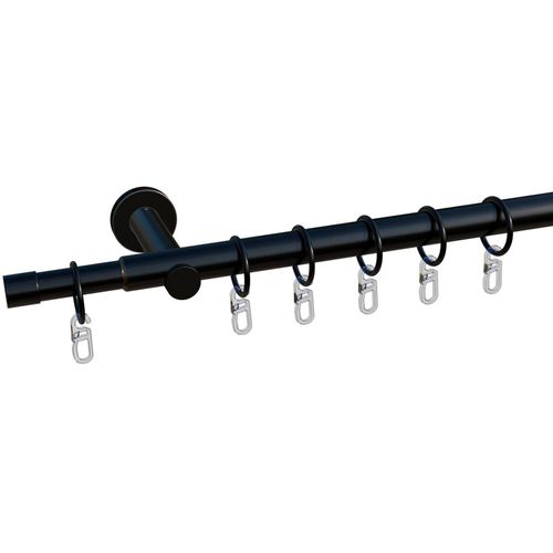4068222111283 - Gardinenstange MY HOME Kappe Gr 1 schwarz 1 läufig Eisen Gardinenstangen ausziehbar von 130cm-240cm - Komplettset
