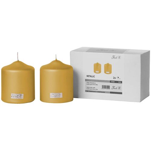 4042911725029 - Stumpenkerze FINK CANDLE gold (goldfarben) H10cm Ø8cm Kerzen 4042911725029 - Stumpenkerze FINK CANDLE gold (goldfarben) H10cm Ø8cm Kerzen