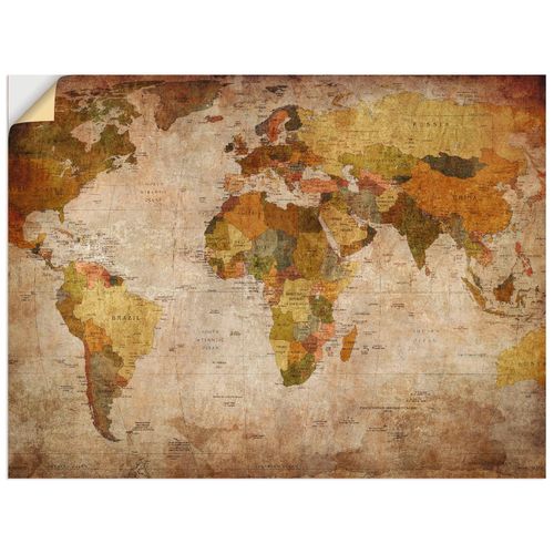 4057738286349 - Wandbild ARTLAND Weltkarte Bilder Gr B H 60 cm x 45 cm Wandaufkleber - Vinyl Landkarten Querformat 1 St braun Bild Metallbild Metallbilder Bilder als Alubild Leinwandbild Wandaufkleber oder Poster in versch Größen 4057738286349 - Wandbild ARTLAND Weltkarte Bilder Gr B H 60 cm x 45 cm Wandaufkleber - Vinyl Landkarten Querformat 1 St braun Bild Metallbild Metallbilder Bilder als Alubild Leinwandbild Wandaufkleber oder Poster in versch Größen