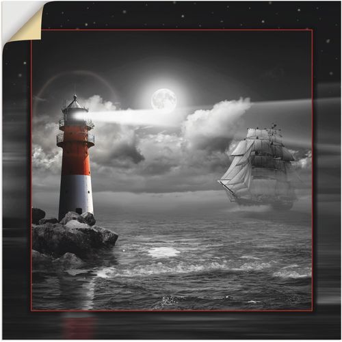 4059745060677 - Wandbild ARTLAND Leuchtturm und Segelschiff im Mondschein Bilder Gr B H 50 cm x 50 cm Wandaufkleber - Vinyl Küste 1 St schwarz Bild Kunstdruck Kunstdrucke Bilder als Alubild Leinwandbild Wandaufkleber oder Poster in versch Größen 4059745060677 - Wandbild ARTLAND Leuchtturm und Segelschiff im Mondschein Bilder Gr B H 50 cm x 50 cm Wandaufkleber - Vinyl Küste 1 St schwarz Bild Kunstdruck Kunstdrucke Bilder als Alubild Leinwandbild Wandaufkleber oder Poster in versch Größen