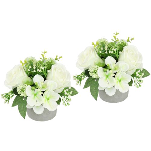 4019844823252 - Kunstblume IGEA Blumengesteck im Topf 2er Set weiß B16cm H15cm L16cm Polyester Kunstpflanzen Rosen Hortensie Hochzeit Hochzeitsdeko Blumenschmuck Künstliche Blume 4019844823252 - Kunstblume IGEA Blumengesteck im Topf 2er Set weiß B16cm H15cm L16cm Polyester Kunstpflanzen Rosen Hortensie Hochzeit Hochzeitsdeko Blumenschmuck Künstliche Blume