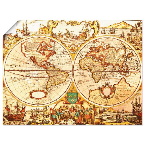 4055327636933 - Wandbild ARTLAND Antike Weltkarte Bilder Gr B H 80 cm x 60 cm Poster Landkarten Querformat 1 St braun Bild Poster Bilder als Alubild Leinwandbild Wandaufkleber oder in versch Größen 4055327636933 - Wandbild ARTLAND Antike Weltkarte Bilder Gr B H 80 cm x 60 cm Poster Landkarten Querformat 1 St braun Bild Poster Bilder als Alubild Leinwandbild Wandaufkleber oder in versch Größen