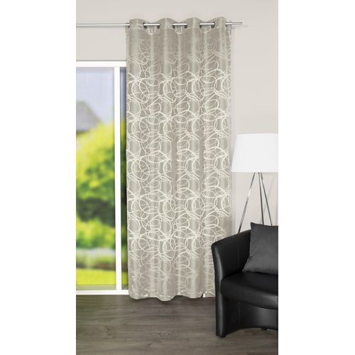 4056751483438 - Gardine HOME WOHNIDEEN LENNY Gr 1 grau (taupe) B140cm H245cm Jacquard Polyester Gardinen DEKOSTOFF JACQUARDMUSTERUNG ÖSEN
