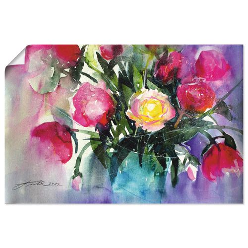 4059745830072 - Wandbild ARTLAND Pfingstrosen in Vase Bilder Gr B H 30 cm x 20 cm Poster Arrangements Querformat 1 St rot Bild Poster Bilder als Alubild Leinwandbild Wandaufkleber oder in versch Größen
