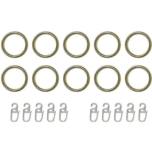 4004339440038 - Gardinenring indeko Gardinenstangen (Set 10-St mit Faltenlegehaken) für Vorhangstangen bis Ø 20 mm goldfarben 4004339440038 - Gardinenring indeko Gardinenstangen (Set 10-St mit Faltenlegehaken) für Vorhangstangen bis Ø 20 mm goldfarben