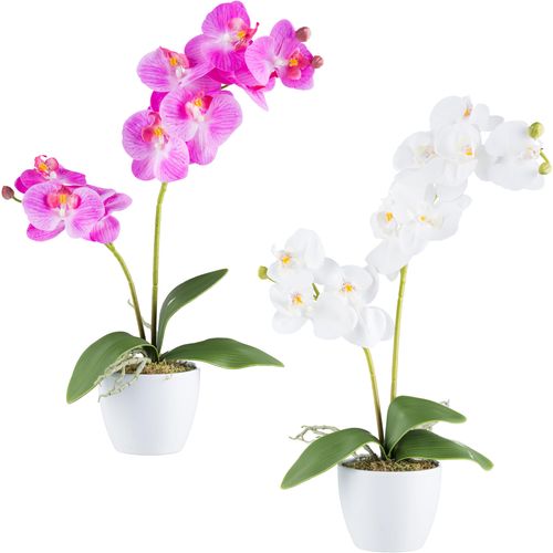 4064118241164 - Kunstorchidee CREATIV GREEN Orchidee Phalaenopsis weiß H57cm Kunststoff Kunstpflanzen mit real-touch-Blüten