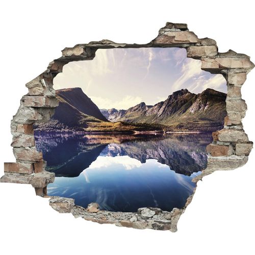 4049009106104 - Wandtattoo QUEENCE Spiegelnder Berg im See bunt T01cm Wandtattoos Wandsticker Wandbild selbstklebend 3D Wanddurchbruch