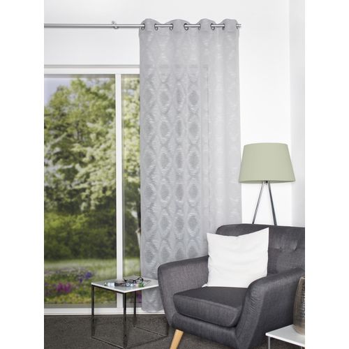 4056751534413 - Vorhang HOME WOHNIDEEN FAJOLLE Gr 1 grau B140cm H245cm Polyester Gardinen Ösenschal Leinenoptik Scherlimusterung 4056751534413 - Vorhang HOME WOHNIDEEN FAJOLLE Gr 1 grau B140cm H245cm Polyester Gardinen Ösenschal Leinenoptik Scherlimusterung
