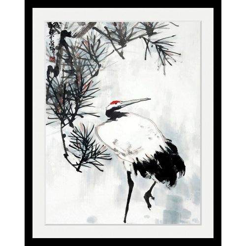 4049009074618 - Bild QUEENCE Kranich bunt (farbe rahmen schwarz farbe bild(er) bunt) B30cm H40cm T3cm Acrylglas Papier Holz Bilder HD Premium Poster-Druck inkl Holzrahmen