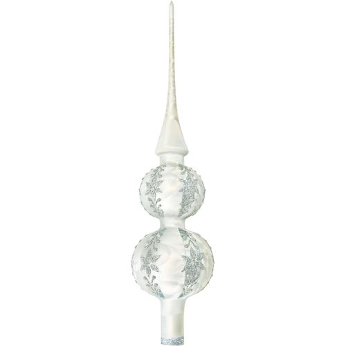 0024762033830 - Christbaumspitze KREBS GLAS LAUSCHA KGL03383 Weihnachtsdeko Christbaumschmuck weiß B7cm H7cm T31cm Glas Weihnachtsbaumschmuck aus Glas mit Dekor
