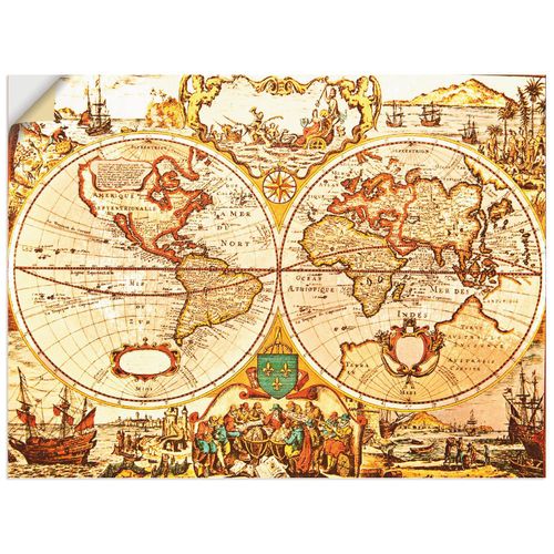 4057738286318 - Wandbild ARTLAND Antike Weltkarte Bilder Gr B H 60 cm x 45 cm Wandaufkleber - Vinyl Landkarten Querformat 1 St braun Bild Poster Bilder als Alubild Leinwandbild Wandaufkleber oder in versch Größen 4057738286318 - Wandbild ARTLAND Antike Weltkarte Bilder Gr B H 60 cm x 45 cm Wandaufkleber - Vinyl Landkarten Querformat 1 St braun Bild Poster Bilder als Alubild Leinwandbild Wandaufkleber oder in versch Größen