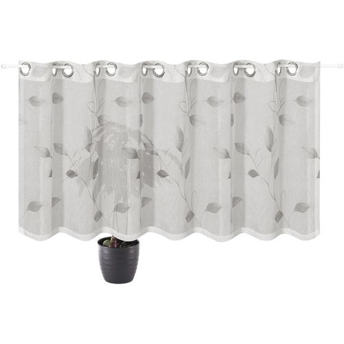 4007863664550 - Gardine Orella Gr 1 grau (grau weiß) B150cm H50cm Wirkware Polyester Gardinen Ösenpanneau bestickt 4007863664550 - Gardine Orella Gr 1 grau (grau weiß) B150cm H50cm Wirkware Polyester Gardinen Ösenpanneau bestickt