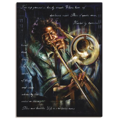 4057738451105 - Wandbild ARTLAND Posaunen Melodien Bilder Gr B H 60 cm x 80 cm Leinwandbild Musiker Hochformat 1 St schwarz Bild Leinwandbild Kunstdrucke Bilder als Leinwandbild Wandaufkleber oder Poster in versch Größen