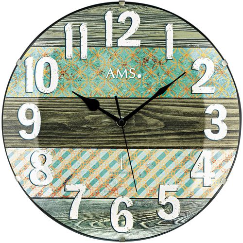 4037445158108 - Funkwanduhr AMS F5556 schwarz Wanduhren B H L 5cm QuarzuhrWohnzimmerEsszimmerKücheArbeitszimmerBüro Flur