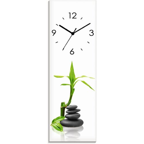 4062144286166 - Wanduhr ARTLAND Spa Konzept Basaltsteine Wanduhren Gr B H T 20 cm x 60 cm x 18 cm Funkuhr grün Wanduhren wahlweise mit Quarz- oder Funhuhrwerk lautlos ohne Tickgeräusche