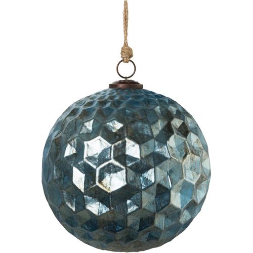 4064118108702 - Weihnachtsbaumkugel CREATIV DECO Weihnachtsdeko Christbaumschmuck Christbaumkugeln Glas blau H20cm Ø20cm Glas Weihnachtsbaumkugeln Weihnachtsbaumkugeln gemusterte Oberfläche