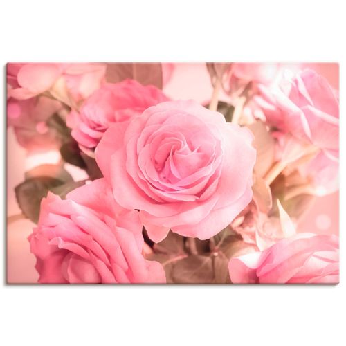 4059745432641 - Wandbild ARTLAND Rosarosenbouquet Bilder Gr B H 120 cm x 80 cm Leinwandbild Blumen Querformat 1 St pink Bild Poster Bilder als Alubild Leinwandbild Wandaufkleber oder in versch Größen