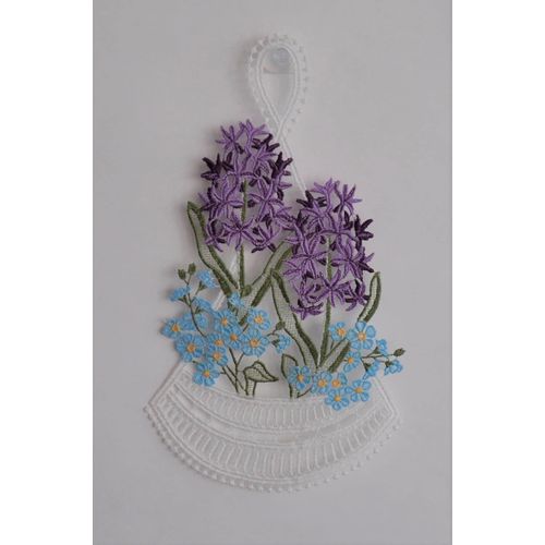 4028298317361 - Fensterbild STICKEREIEN PLAUEN Hyazinthen Gr 1 bunt (blau grün lila) B16 H28 Polyester Fensterbilder