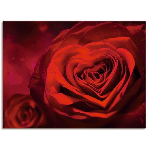 4057738316336 - Wandbild ARTLAND Valentinseinladung mit Herzen und Rosen Bilder Gr B H 40 cm x 30 cm Leinwandbild Blumen Querformat 1 St rot Bild Leinwandbild Kunstdrucke Bilder als Alubild Leinwandbild Wandaufkleber oder Poster in versch Größen