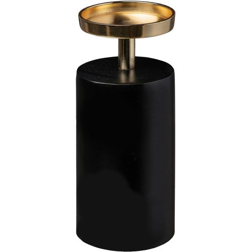 4064118178408 - Kerzenhalter Stumpenkerzenhalter Azlynn gold (schwarz goldfarben) H21cm Ø9cm Aluminium Kerzenhalter aus Aluminium mit goldfarbenen Akzenten
