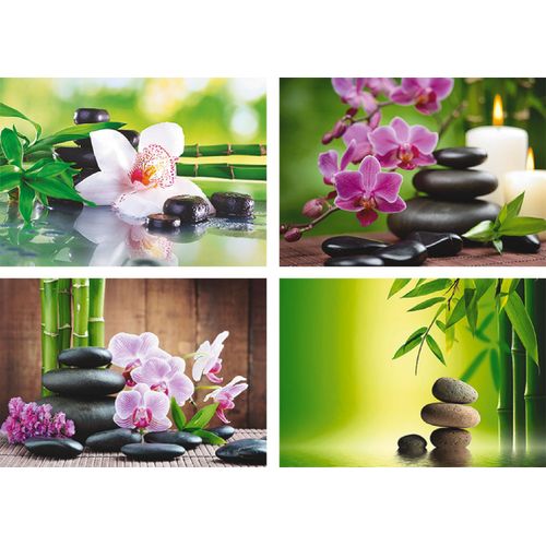 4062144315743 - Poster ARTLAND Spa Bambus Zweige Zen Steine Bilder Gr B H 297 cm x 21 cm Poster Zen Querformat 4 St grün Poster Bilder Poster Wandbild Bild Wandposter