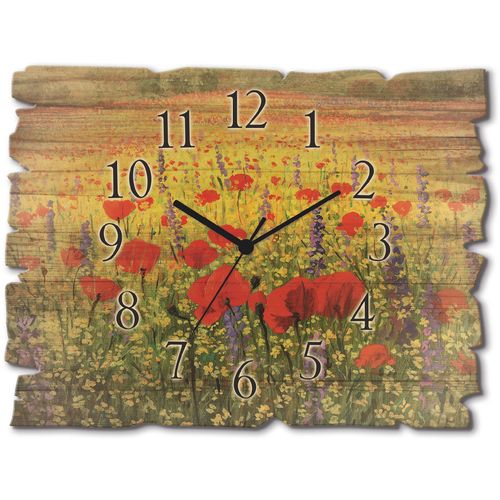 4062144605219 - Wanduhr ARTLAND Holzuhr Mohnblumenfeld Wanduhren Gr B H T 40 cm x 30 cm x 06 cm Funkuhr bunt Wanduhren wahlweise mit Quarz- oder Funhuhrwerk lautlos ohne Tickgeräusche 4062144605219 - Wanduhr ARTLAND Holzuhr Mohnblumenfeld Wanduhren Gr B H T 40 cm x 30 cm x 06 cm Funkuhr bunt Wanduhren wahlweise mit Quarz- oder Funhuhrwerk lautlos ohne Tickgeräusche
