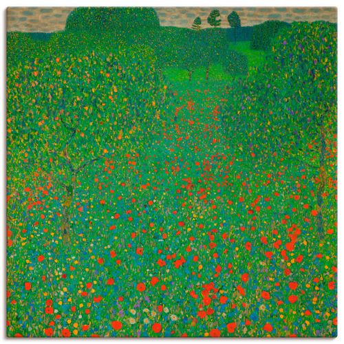 4058661643049 - Wandbild ARTLAND Feld mit Mohn Bilder Gr B H 70 cm x 70 cm Leinwandbild Blumen quadratisch 1 St grün Bild Poster Bilder als Alubild Leinwandbild Wandaufkleber oder in versch Größen
