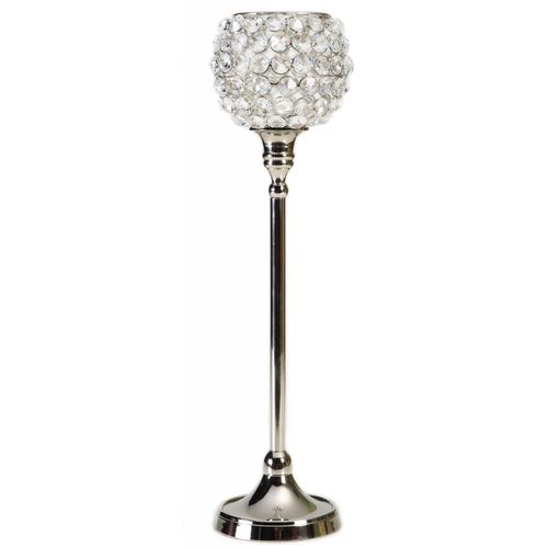 4260596720942 - Kerzenständer HOME AFFAIRE Kristall silber (silberfarben) Kerzenhalter H 32cm Aluminium Glas H32cm 4260596720942 - Kerzenständer HOME AFFAIRE Kristall silber (silberfarben) Kerzenhalter H 32cm Aluminium Glas H32cm