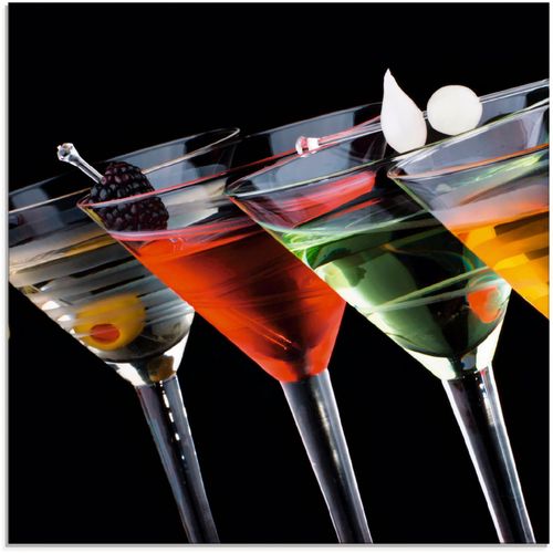 4058661618610 - Glasbild ARTLAND Klassische Martini - Cocktail Bilder Gr B H 30 cm x 30 cm Getränke 1 St schwarz Glasbilder Bilder in verschiedenen Größen