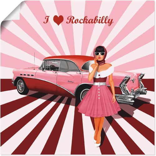 4059745141260 - Wandbild ARTLAND Ich liebe Rockabilly Bilder Gr B H 30 cm x 30 cm Poster Ausstellungsplakate 1 St pink Bild Kunstdruck Poster Bilder als Alubild Leinwandbild Wandaufkleber oder in versch Größen