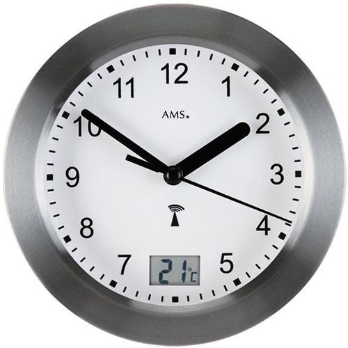 4037445141063 - Funkwanduhr AMS F5925 grau Wanduhren H 6cm QuarzMetallGlasWohnzimmerEsszimmerKücheArbeitszimmerBüroFlur 4037445141063 - Funkwanduhr AMS F5925 grau Wanduhren H 6cm QuarzMetallGlasWohnzimmerEsszimmerKücheArbeitszimmerBüroFlur