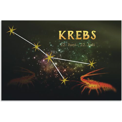4062144657546 - Wandbild ARTLAND Sternzeichen - Krebs Bilder Gr B H 90 cm x 60 cm Alu-Dibond-Druck Bilder von Sternzeichen Querformat 1 St goldfarben Kunstdrucke als Alubild Leinwandbild Wandaufkleber oder Poster in versch Größen