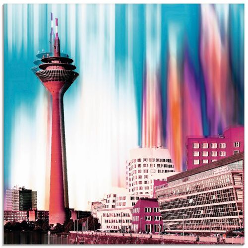 4055327315357 - Glasbild ARTLAND Düsseldorf Skyline Collage I Bilder Gr B H 50 cm x 50 cm Glasbild Deutschland quadratisch 1 St bunt Bild Glasbild Glasbilder Bilder in verschiedenen Größen