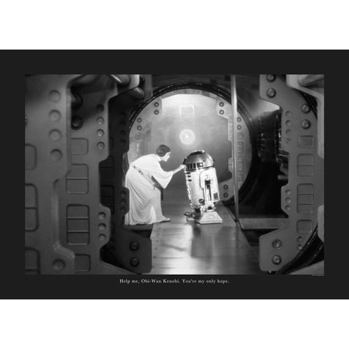 4055065163524 - Bild KOMAR Star Wars Classic Leia R2D2 Quote schwarz-weiß (farbe bild(er) schwarz weiß) B70cm H50cm Papier Holz Bilder Wandbild zur Dekoration im Kinderzimmer - ohne Rahmen