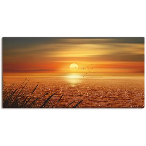 4055327867627 - Wandbild ARTLAND Sonnenuntergang über dem Meer Bilder Gr B H 100 cm x 50 cm Leinwandbild Sonnenaufgang & -untergang 1 St orange Bild Kunstdruck Kunstdrucke Bilder als Leinwandbild Wandaufkleber oder Poster in versch Größen