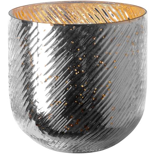4042911155178 - Windlicht FINK VICKY Kerzenhalter Gr H 25 cm silberfarben (antik silberfarben) Windlichter Laternen Kerzenhalter aus Glas in Rillenoptik