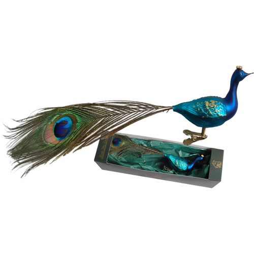 0024762342314 - Weihnachtsbaumklammer KREBS GLAS LAUSCHA Pfau Weihnachtsdeko Christbaumschmuck blau (türkis blau) B5cm H7cm T28cm Glas Weihnachtsbaumschmuck mundgeblasen 0024762342314 - Weihnachtsbaumklammer KREBS GLAS LAUSCHA Pfau Weihnachtsdeko Christbaumschmuck blau (türkis blau) B5cm H7cm T28cm Glas Weihnachtsbaumschmuck mundgeblasen