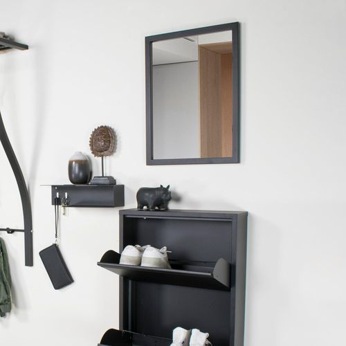 8712077099055 - Wandspiegel SENZA schwarz B40cm H55cm T3cm Metall Spiegel Metall Breite 40 cm Horizontal und vertikal befestigbar 8712077099055 - Wandspiegel SENZA schwarz B40cm H55cm T3cm Metall Spiegel Metall Breite 40 cm Horizontal und vertikal befestigbar
