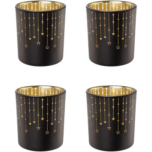 4064118994862 - Teelichthalter CREATIV DECO Weihnachtsdeko Kerzenhalter Gr H 800 cm schwarz Windlichter Laternen mit goldfarbener Innenseite 4064118994862 - Teelichthalter CREATIV DECO Weihnachtsdeko Kerzenhalter Gr H 800 cm schwarz Windlichter Laternen mit goldfarbener Innenseite