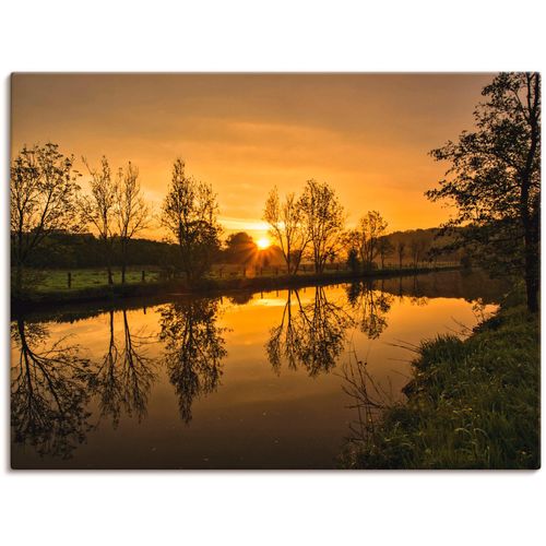 4055327211109 - Wandbild ARTLAND goldener Morgen Bilder Gr B H 80 cm x 60 cm Leinwandbild Sonnenaufgang & -untergang 1 St goldfarben Bild Kunstdruck Leinwandbild Kunstdrucke Bilder als Leinwandbild Wandaufkleber oder Poster in versch Größen
