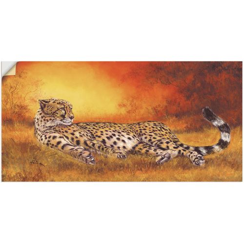 4057738249153 - Wandbild ARTLAND Gepard Bilder Gr B H 60 cm x 30 cm Wandaufkleber - Vinyl Geparden Bilder Querformat 1 St orange Kunstdrucke als Alubild Leinwandbild Wandaufkleber oder Poster in versch Größen