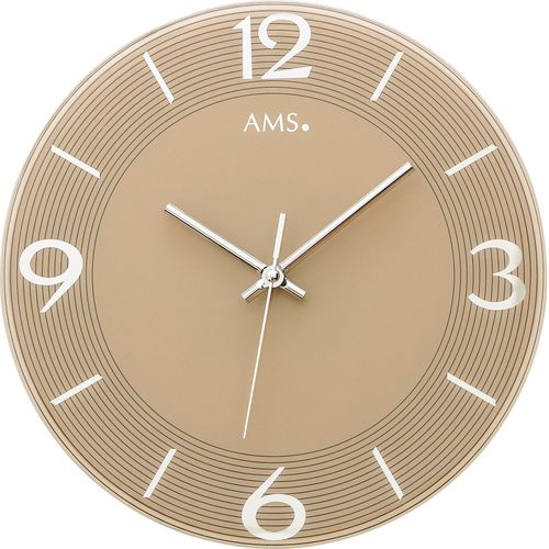 4037445154872 - Wanduhr AMS W9572 beige Wanduhren H 3cm QuarzuhrGlasWohnzimmerEsszimmerKücheArbeitszimmerBüro Flur 4037445154872 - Wanduhr AMS W9572 beige Wanduhren H 3cm QuarzuhrGlasWohnzimmerEsszimmerKücheArbeitszimmerBüro Flur