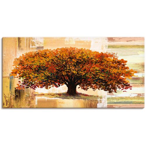 4057738022657 - Wandbild ARTLAND Herbstbaum auf abstraktem Hintergrund Bilder Gr B H 150 cm x 75 cm Leinwandbild Bäume 1 St braun Bild Metallbild Metallbilder Bilder als Alubild Leinwandbild Wandaufkleber oder Poster in versch Größen
