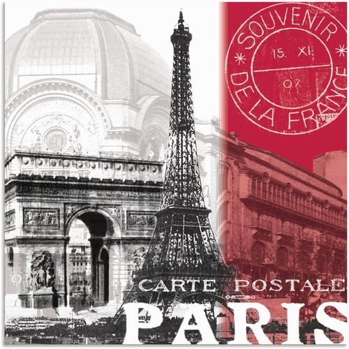 4057738396079 - Wandbild ARTLAND Paris Bilder Gr B H 50 cm x 50 cm Alu-Dibond-Druck Gebäude 1 St rot Bild Poster Bilder als Alubild Leinwandbild Wandaufkleber oder in versch Größen