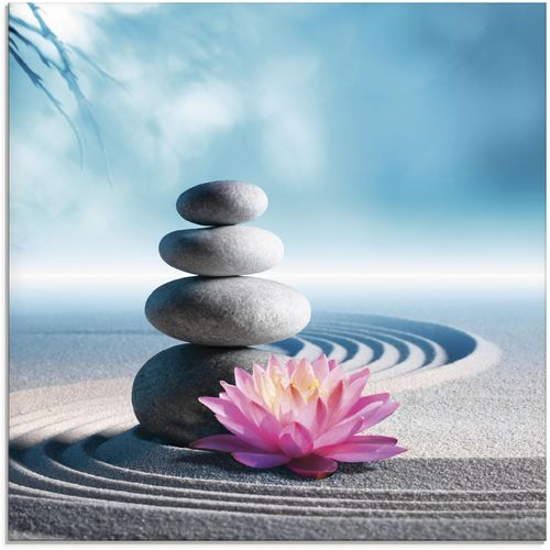 4058661450470 - Glasbild ARTLAND Sand Lilie und Spa-Steine in Zen-Garten Bilder Gr B H 30 cm x 30 cm Zen 1 St blau Glasbilder Bilder in verschiedenen Größen 4058661450470 - Glasbild ARTLAND Sand Lilie und Spa-Steine in Zen-Garten Bilder Gr B H 30 cm x 30 cm Zen 1 St blau Glasbilder Bilder in verschiedenen Größen