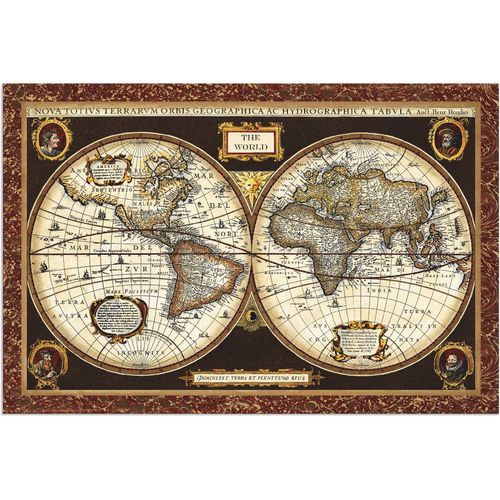 4058661309976 - Wandbild ARTLAND Weltkarte Bilder Gr B H 30 cm x 20 cm Alu-Dibond-Druck Landkarten Querformat 1 St braun Bild Poster Bilder als Alubild Leinwandbild Wandaufkleber oder in versch Größen