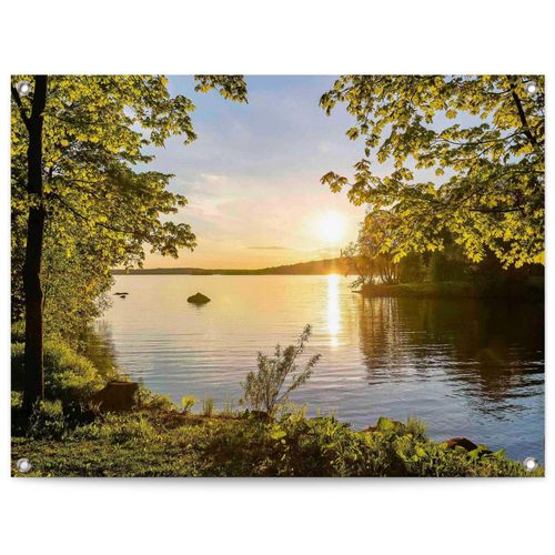 8714597639018 - Poster REINDERS Sonnenuntergang am See grün (farbe bild(er) grün) B80cm H60cm T01cm Leinwand Bilder Outdoor für Garten oder Balkon 8714597639018 - Poster REINDERS Sonnenuntergang am See grün (farbe bild(er) grün) B80cm H60cm T01cm Leinwand Bilder Outdoor für Garten oder Balkon