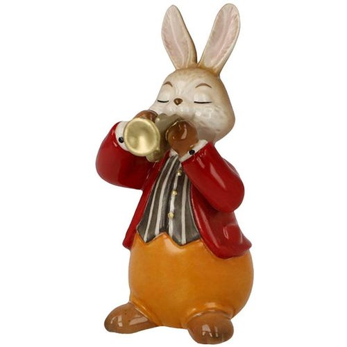 4005169366178 - Osterhase GOEBEL Figur Hase - Eifriger Trompeter bunt B4cm H8cm T6cm Steingut Dekofiguren Osterfigur Dekofigur Ostern Osterdekoration