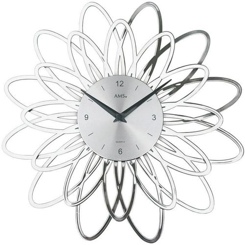 4037445141629 - Wanduhr AMS W9362 silber (silberfarben) Wanduhren B H L 5cm Quarzuhr Wohnzimmer Esszimmer Arbeitszimmer Büro Flur