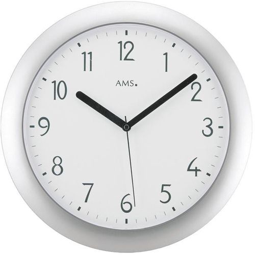 4037445139152 - Funkwanduhr AMS F5843 silber (silberfarben) Wanduhren H 4cm QuarzuhrWohnzimmerEsszimmerKücheArbeitszimmerBüro Flur